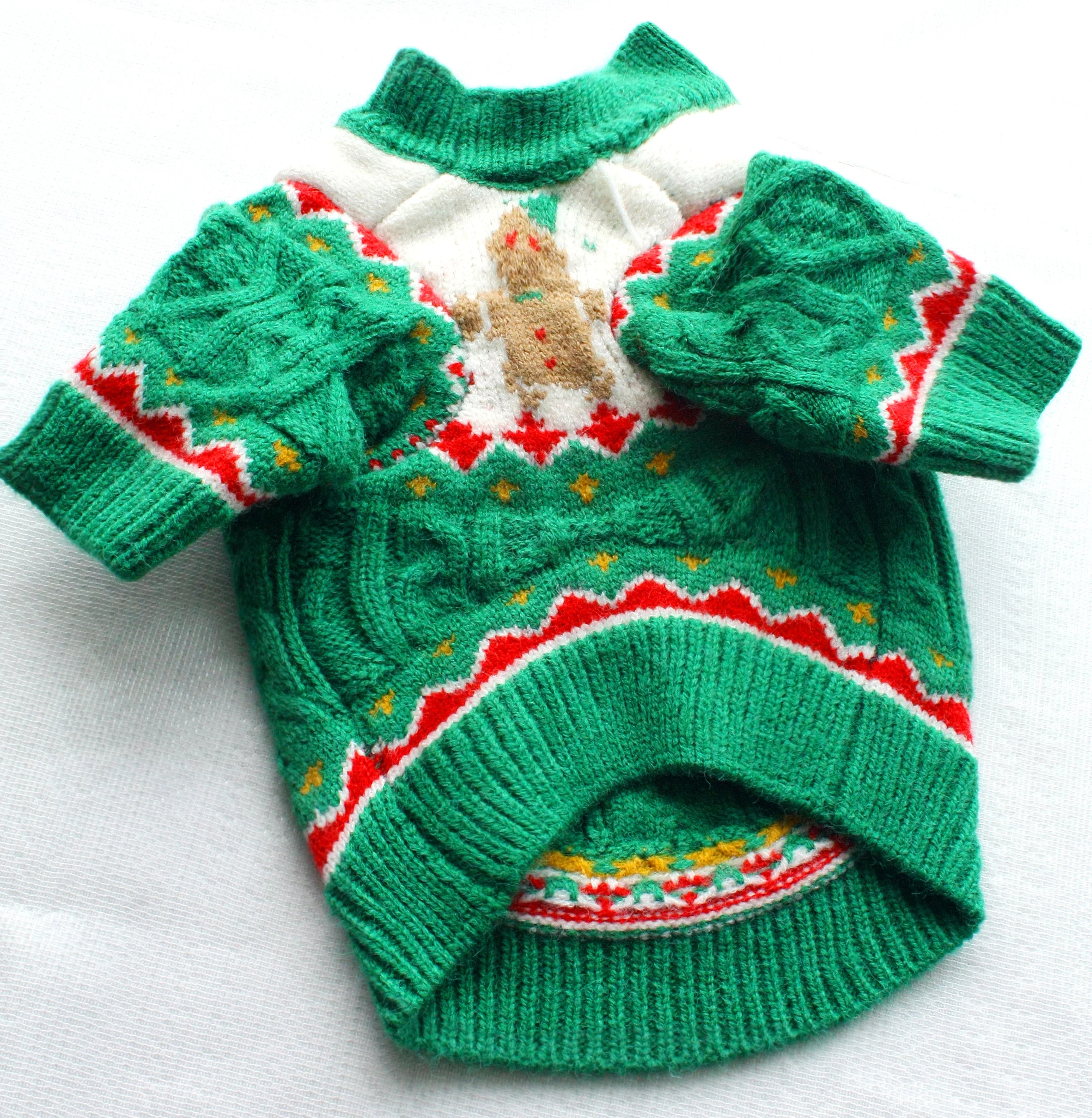 Christmas Dog Sweater  Cozy Knitted Holiday Pet Jumper Pullover with Gingerbread Design Warm Winter Apparel - Image 7