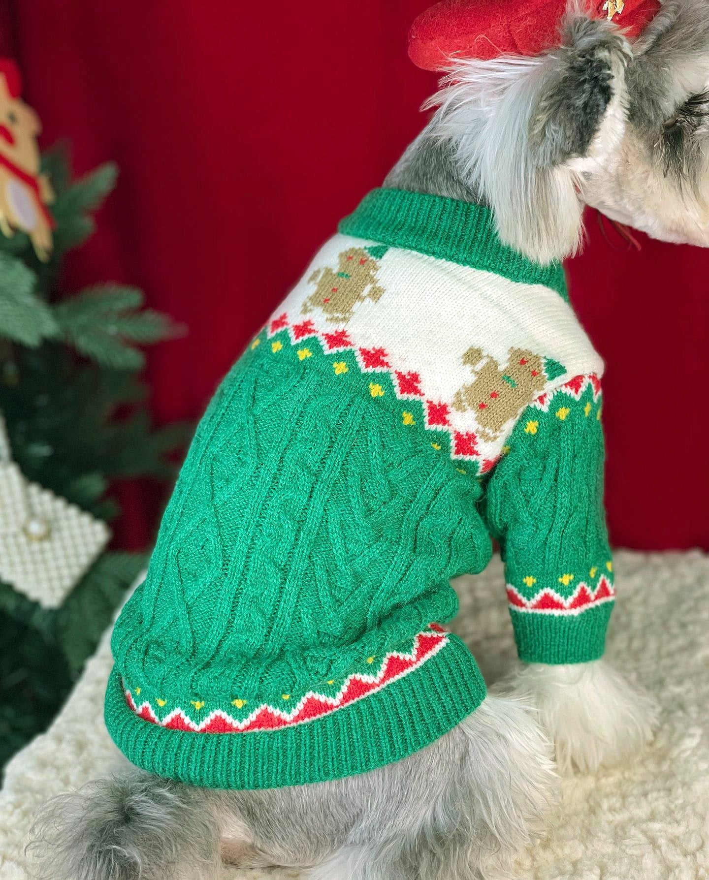 Christmas Dog Sweater  Cozy Knitted Holiday Pet Jumper Pullover with Gingerbread Design Warm Winter Apparel - Image 9