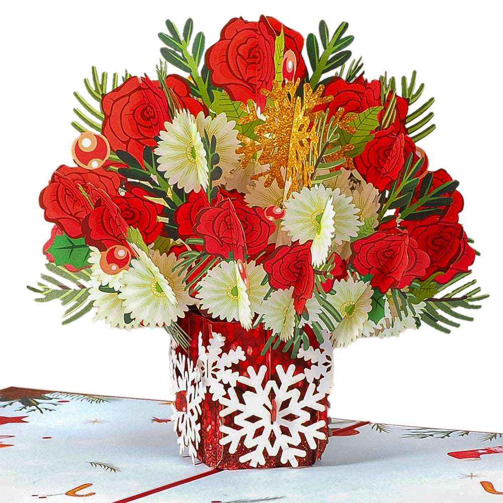 Christmas Flowers Pop Up Card - Image 3