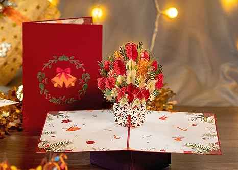 Christmas Flowers Pop Up Card - Image 4