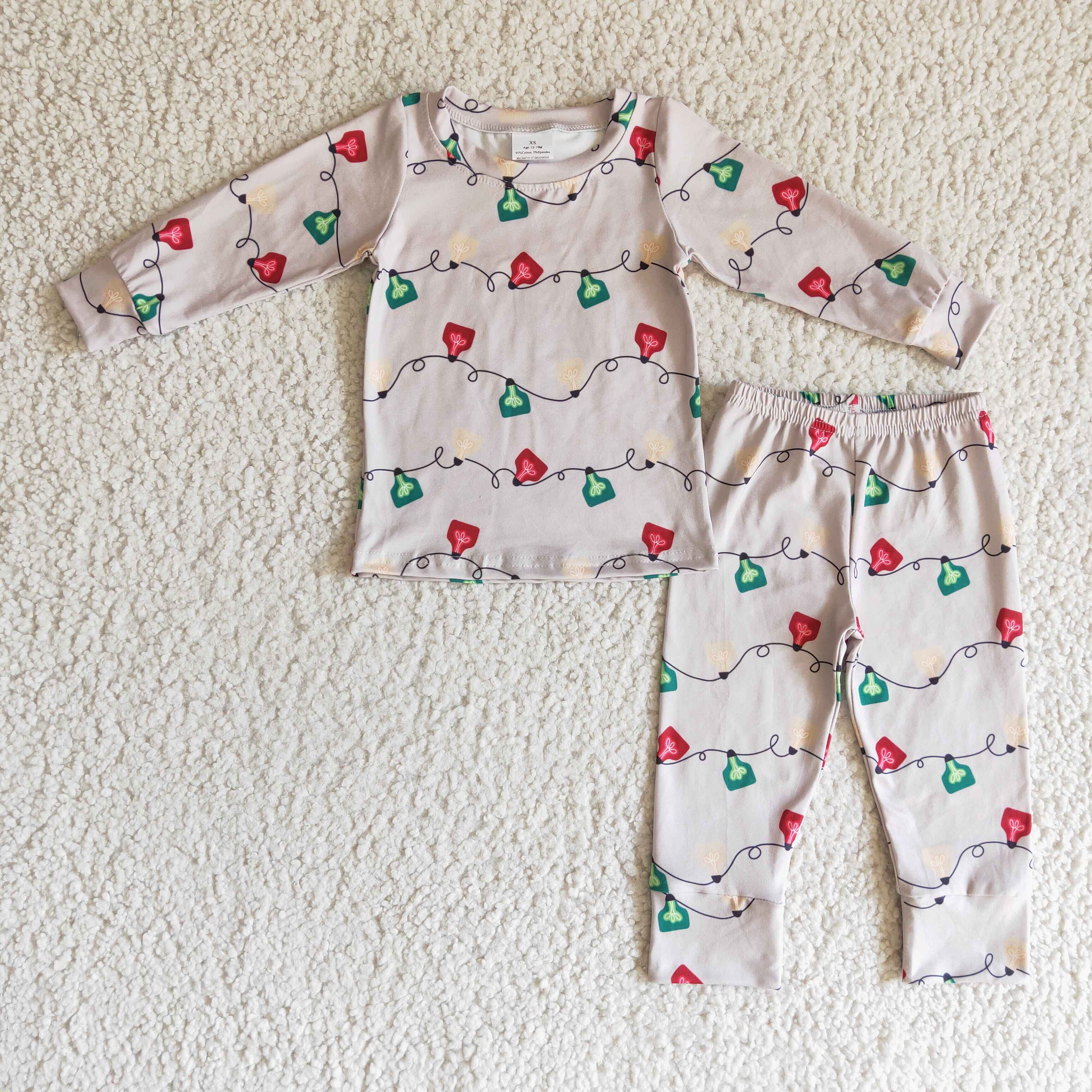 Christmas light print kids boy pajamas set - Image 2