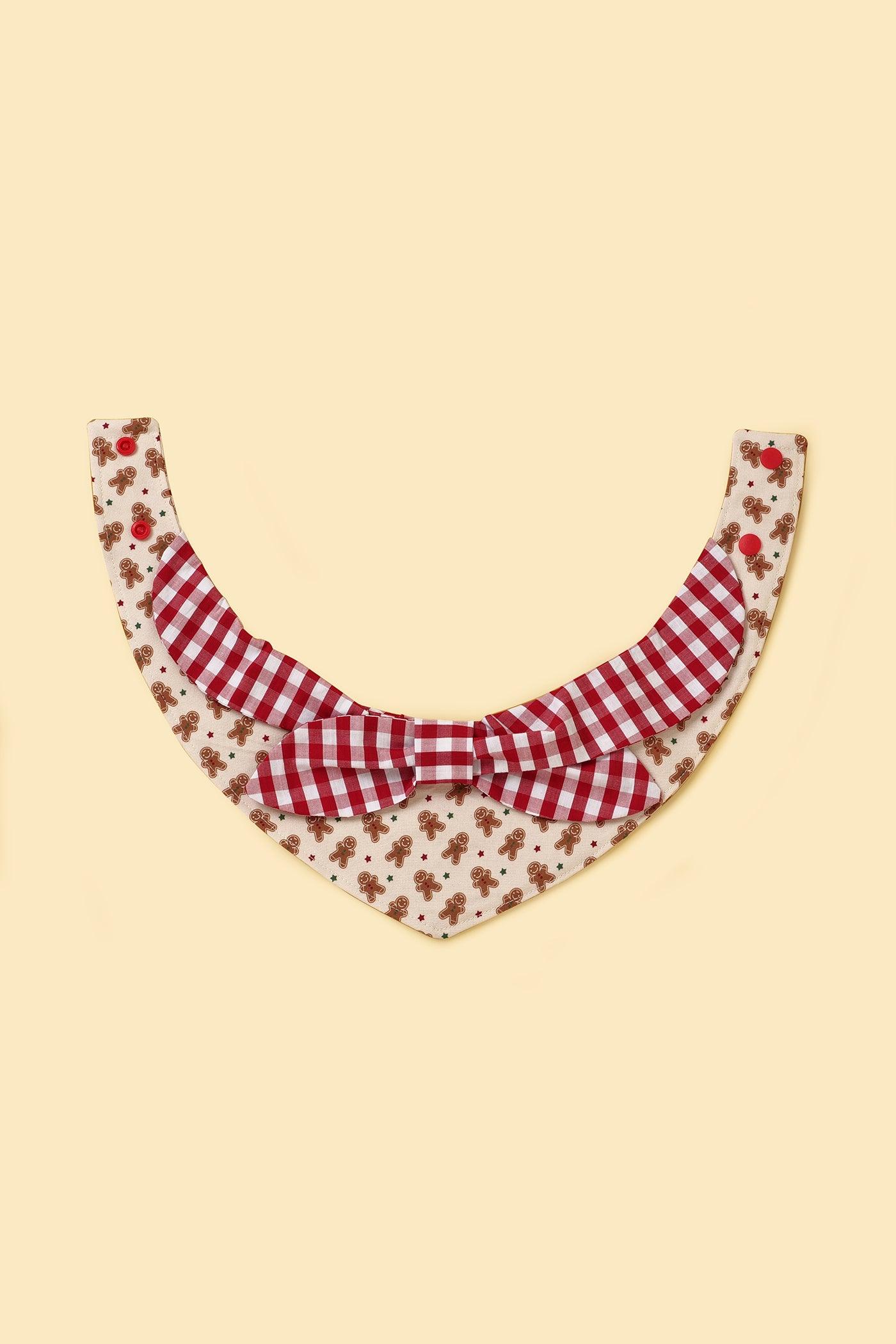Christmas Morning Gingerbread Man Gingham Print Handmade Bandana - Image 3
