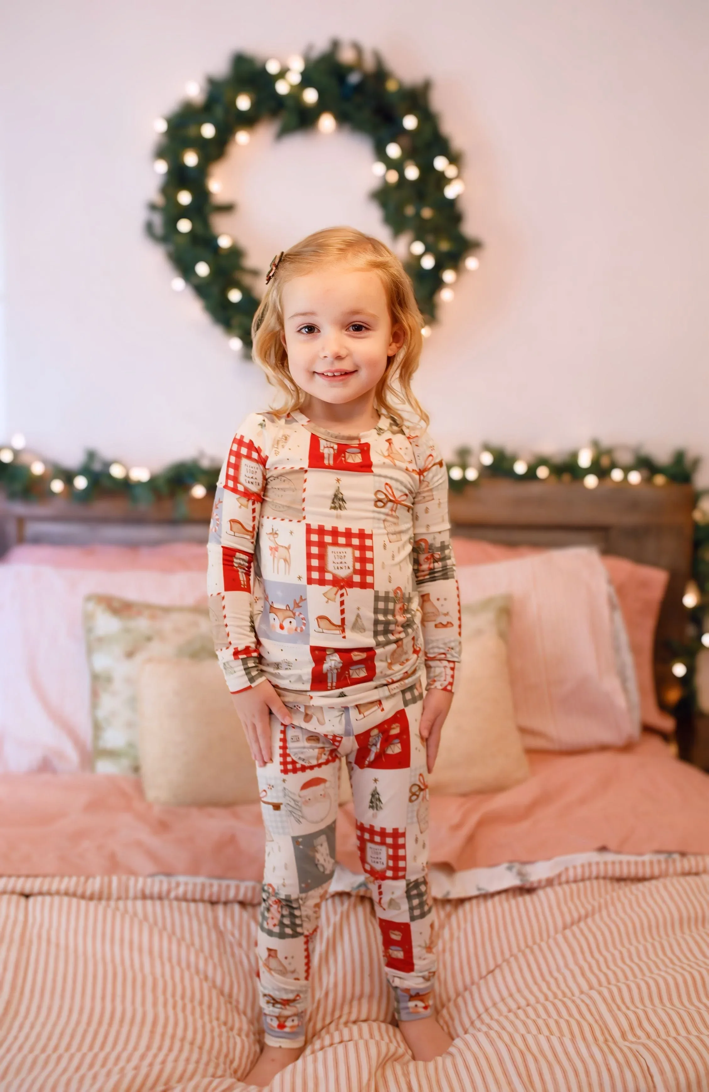 Christmas Patchwork Bamboo Christmas Pajamas - 2pc Set - Image 5