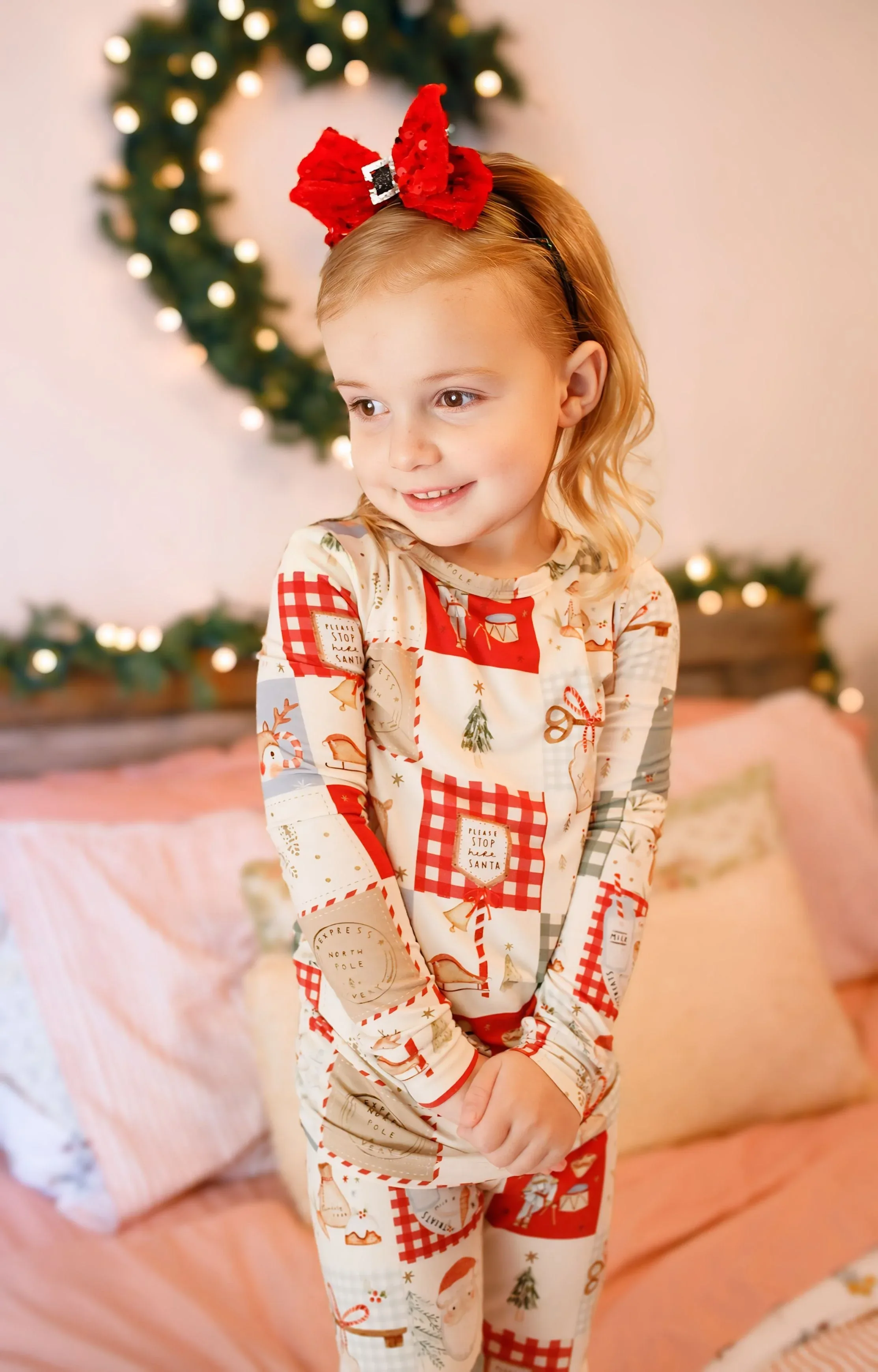 Christmas Patchwork Bamboo Christmas Pajamas - 2pc Set - Image 7