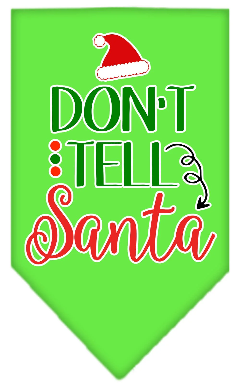 Christmas Pet and Dog Bandana Screen Printed, "Don't Tell Santa" - Image 5
