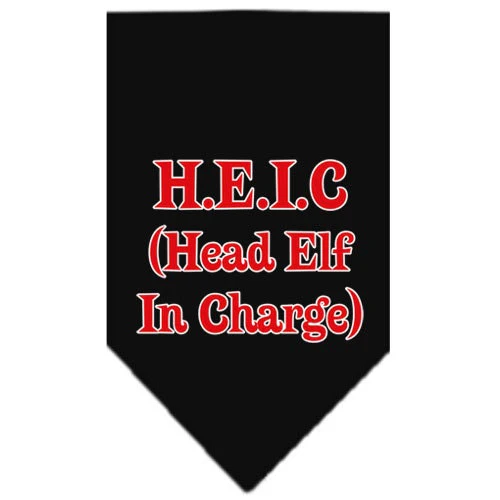 Christmas Pet and Dog Bandana Screen Printed, "Head Elf In Charge" - Image 3