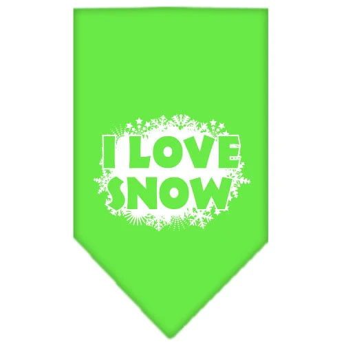 Christmas Pet and Dog Bandana Screen Printed, "I Love Snow" - Image 10