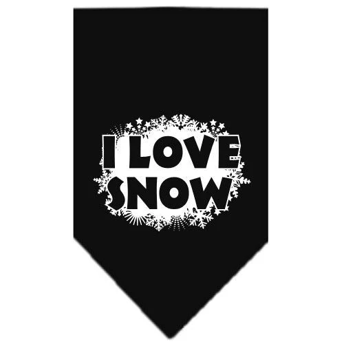Christmas Pet and Dog Bandana Screen Printed, "I Love Snow" - Image 2