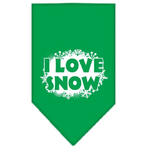Christmas Pet and Dog Bandana Screen Printed, "I Love Snow" - Image 3