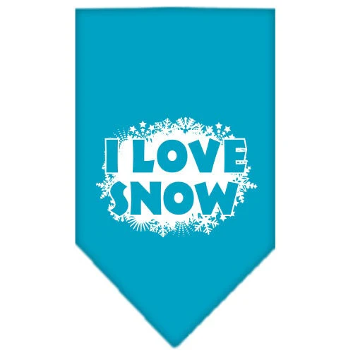 Christmas Pet and Dog Bandana Screen Printed, "I Love Snow" - Image 4