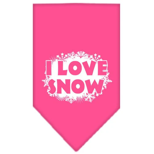 Christmas Pet and Dog Bandana Screen Printed, "I Love Snow" - Image 5