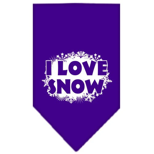Christmas Pet and Dog Bandana Screen Printed, "I Love Snow" - Image 6
