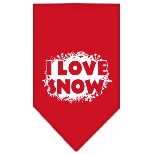 Christmas Pet and Dog Bandana Screen Printed, "I Love Snow" - Image 7