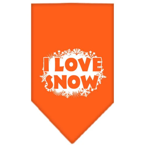 Christmas Pet and Dog Bandana Screen Printed, "I Love Snow" - Image 9