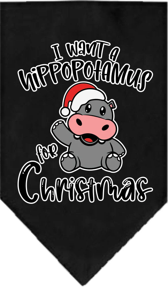 Christmas Pet and Dog Bandana Screen Printed, "I Want A Hippopotamus For Christmas" - Image 2