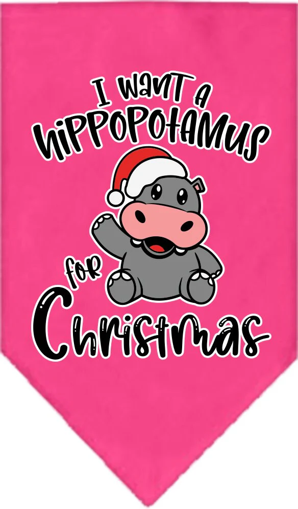 Christmas Pet and Dog Bandana Screen Printed, "I Want A Hippopotamus For Christmas" - Image 3