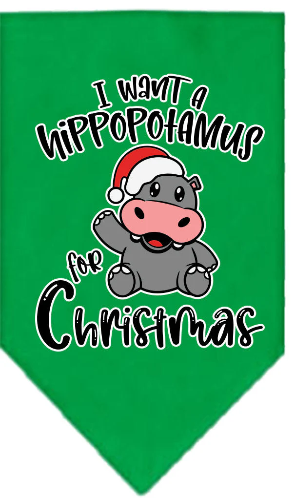Christmas Pet and Dog Bandana Screen Printed, "I Want A Hippopotamus For Christmas" - Image 4