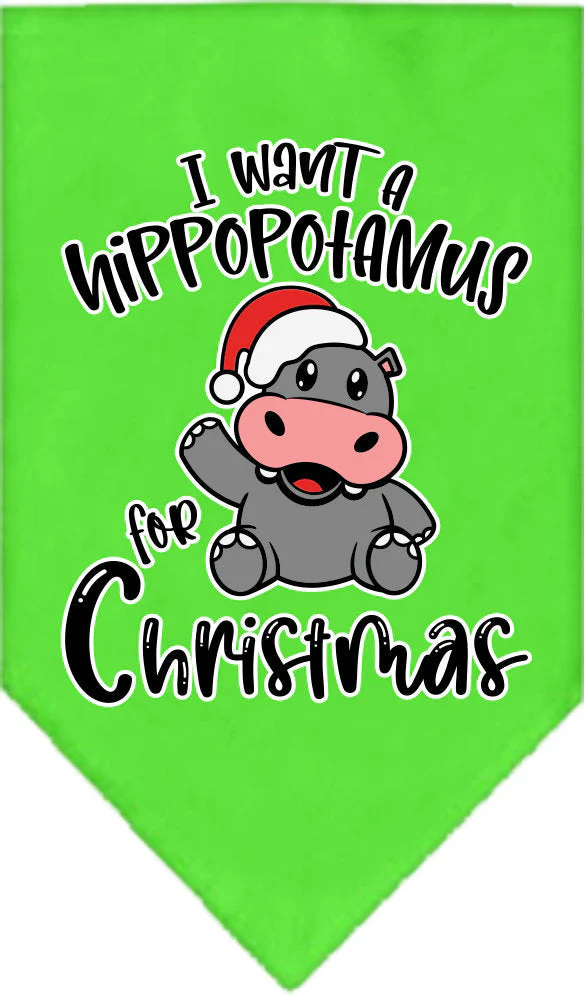 Christmas Pet and Dog Bandana Screen Printed, "I Want A Hippopotamus For Christmas" - Image 5