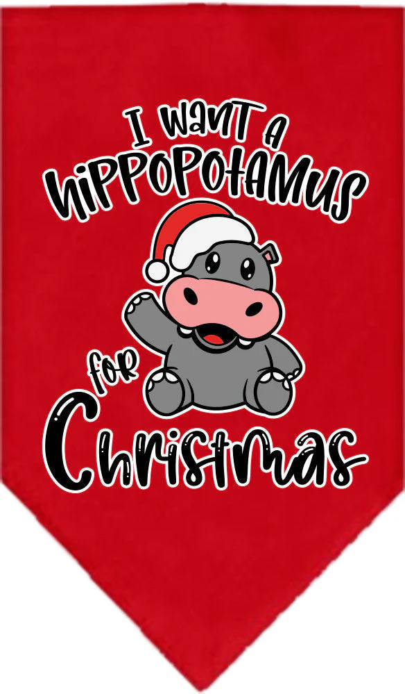 Christmas Pet and Dog Bandana Screen Printed, "I Want A Hippopotamus For Christmas" - Image 6