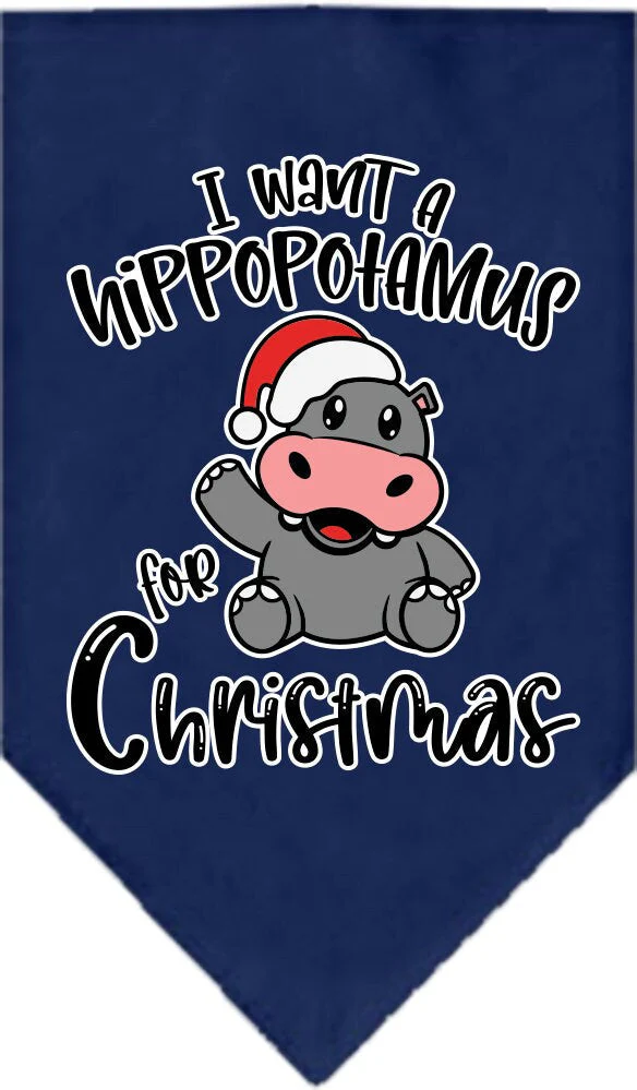 Christmas Pet and Dog Bandana Screen Printed, "I Want A Hippopotamus For Christmas" - Image 9