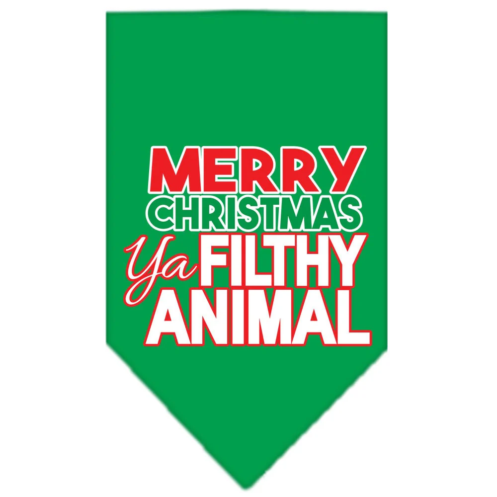 Christmas Pet and Dog Bandana Screen Printed, "Merry Christmas, Ya Filthy Animal" - Image 3