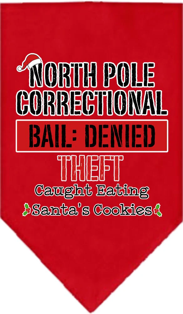Christmas Pet and Dog Bandana Screen Printed, "North Pole Correctional" - Image 4