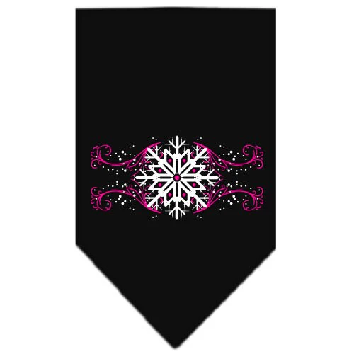 Christmas Pet and Dog Bandana Screen Printed, "Pink Snowflake Swirls" - Image 2
