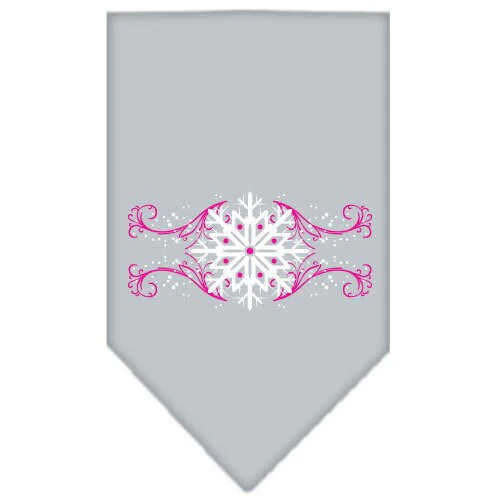 Christmas Pet and Dog Bandana Screen Printed, "Pink Snowflake Swirls" - Image 4