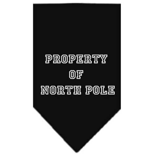 Christmas Pet and Dog Bandana Screen Printed, "Property Of North Pole" - Image 2