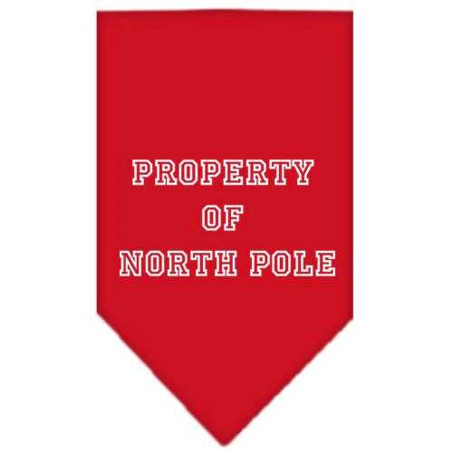 Christmas Pet and Dog Bandana Screen Printed, "Property Of North Pole" - Image 3