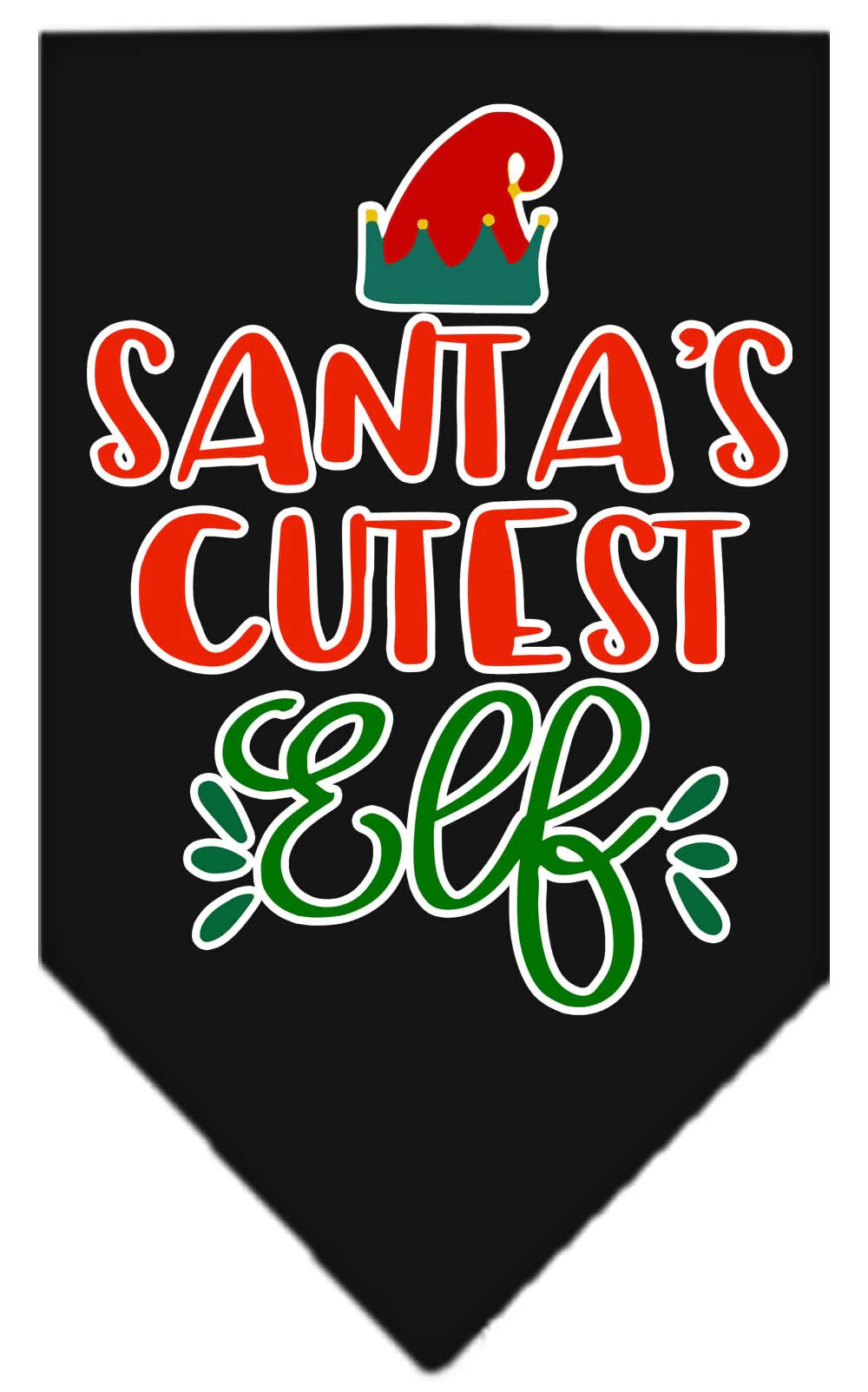 Christmas Pet and Dog Bandana Screen Printed, "Santa's Cutest Elf" - Image 2