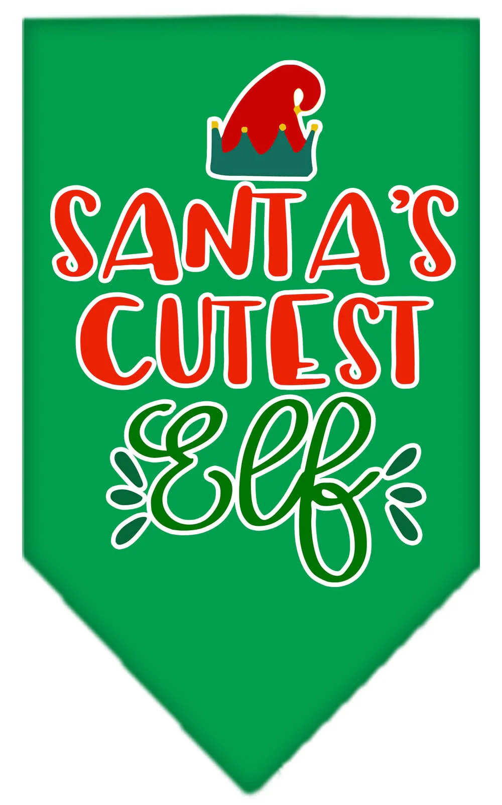Christmas Pet and Dog Bandana Screen Printed, "Santa's Cutest Elf" - Image 3