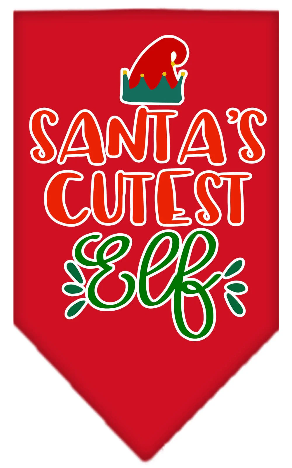 Christmas Pet and Dog Bandana Screen Printed, "Santa's Cutest Elf" - Image 6