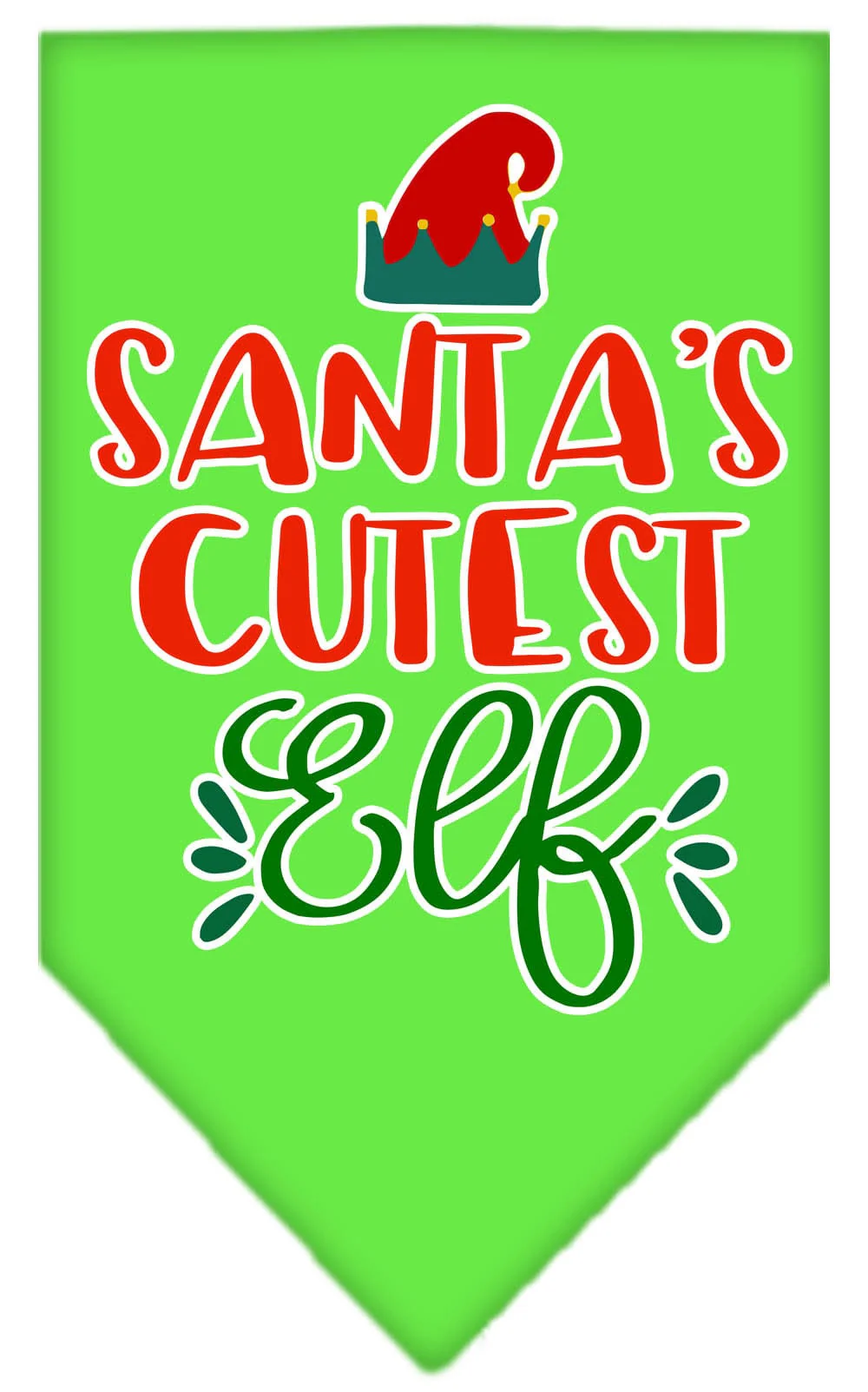 Christmas Pet and Dog Bandana Screen Printed, "Santa's Cutest Elf" - Image 8