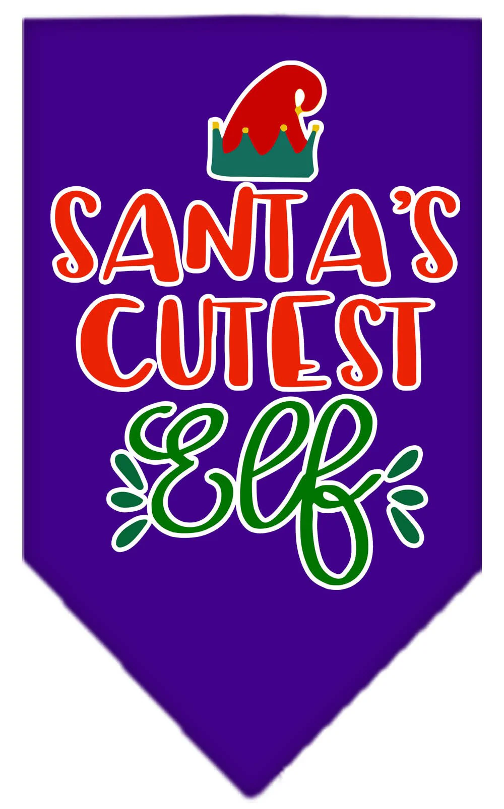 Christmas Pet and Dog Bandana Screen Printed, "Santa's Cutest Elf" - Image 9