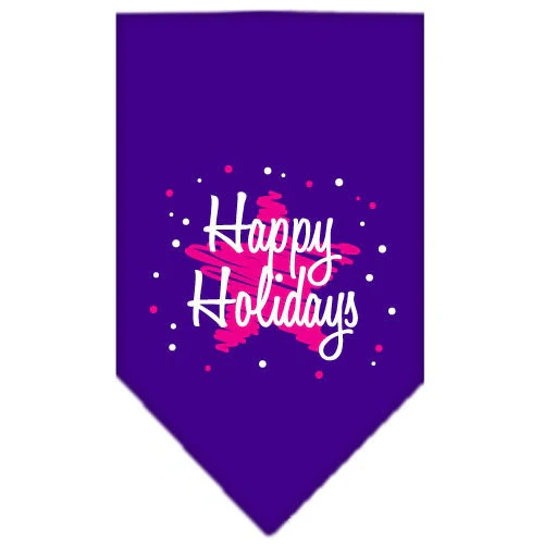 Christmas Pet and Dog Bandana Screen Printed, "Scribble Happy Holidays" - Image 4