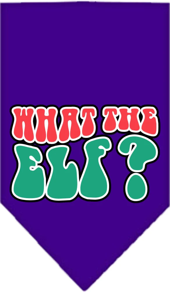 Christmas Pet and Dog Bandana Screen Printed, "What The Elf" - Image 2