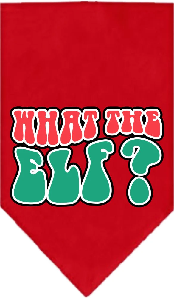 Christmas Pet and Dog Bandana Screen Printed, "What The Elf" - Image 3