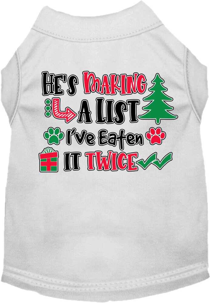 Christmas Pet Dog and Cat Shirt Screen Printed, "He's Making A List, I've Eaten It Twice" - Image 7