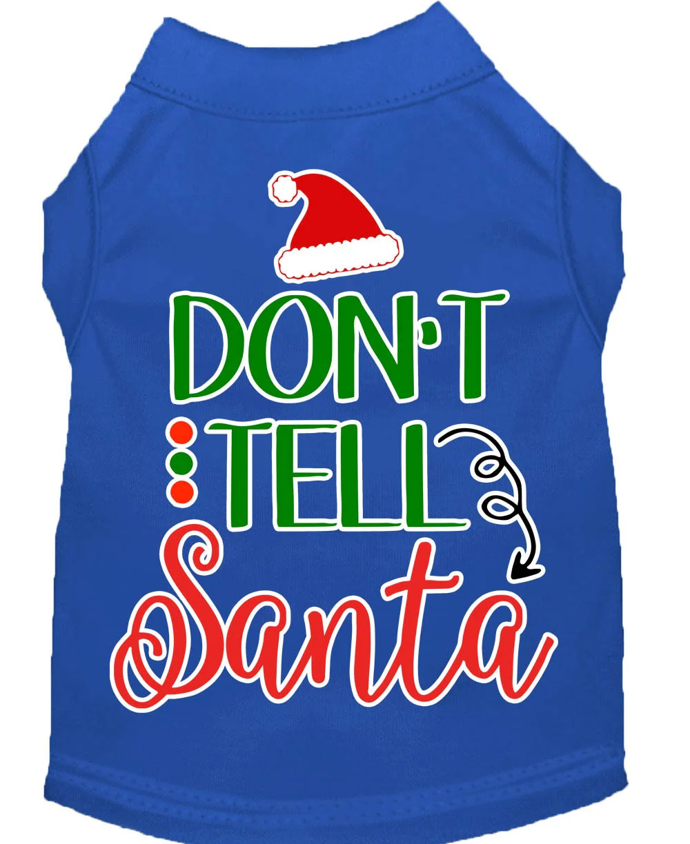 Christmas Pet Dog & Cat Shirt Screen Printed, "Don't Tell Santa" - Image 4