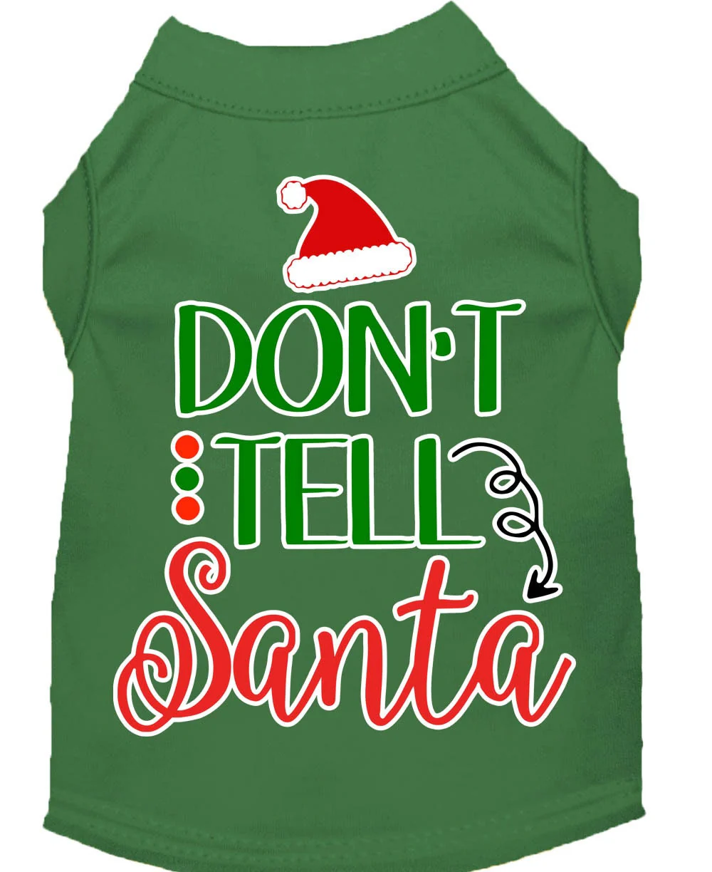 Christmas Pet Dog & Cat Shirt Screen Printed, "Don't Tell Santa" - Image 5