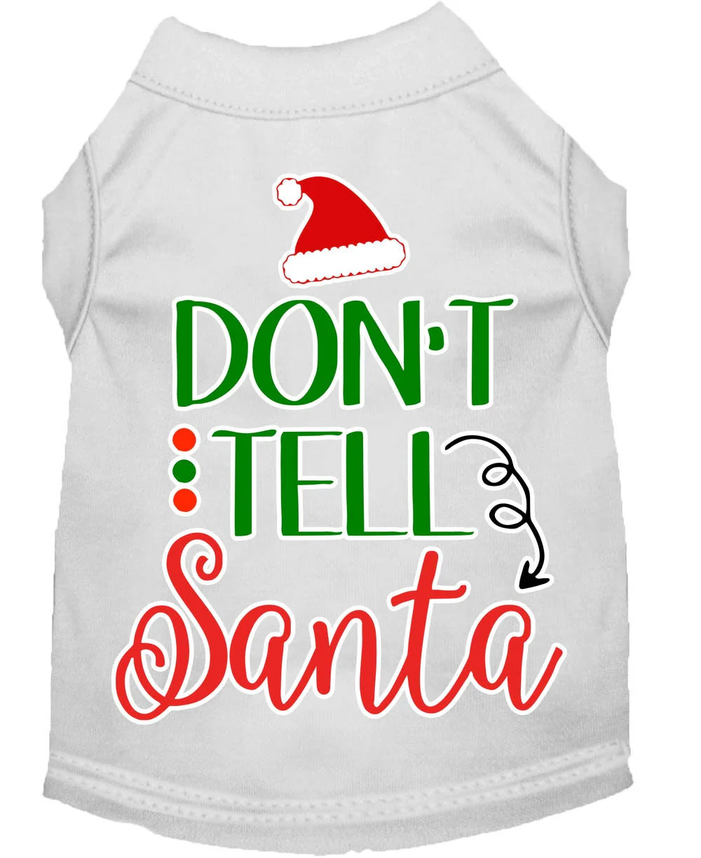 Christmas Pet Dog & Cat Shirt Screen Printed, "Don't Tell Santa" - Image 9