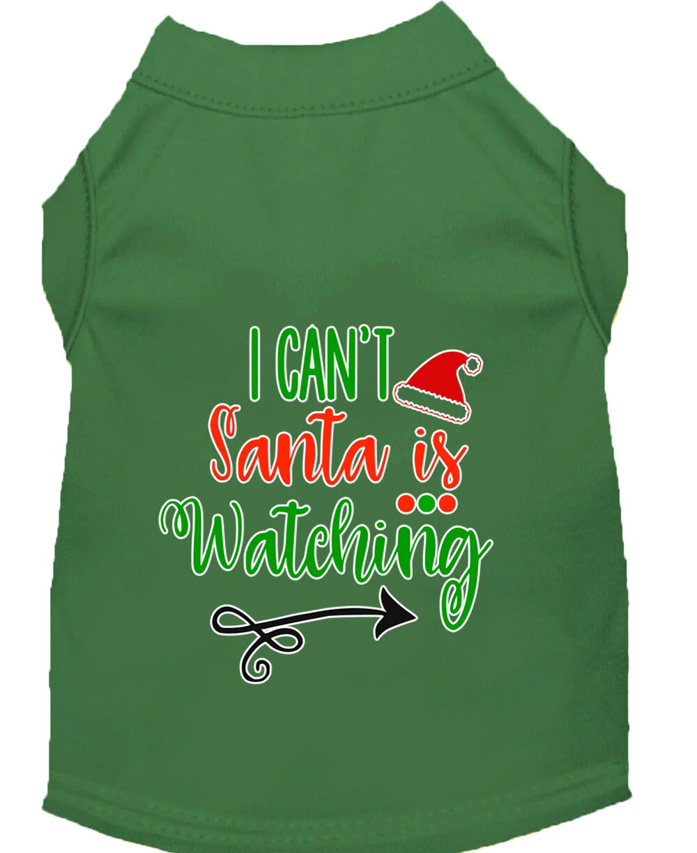 Christmas Pet Dog & Cat Shirt Screen Printed, "I Can't, Santa is Watching" - Image 4