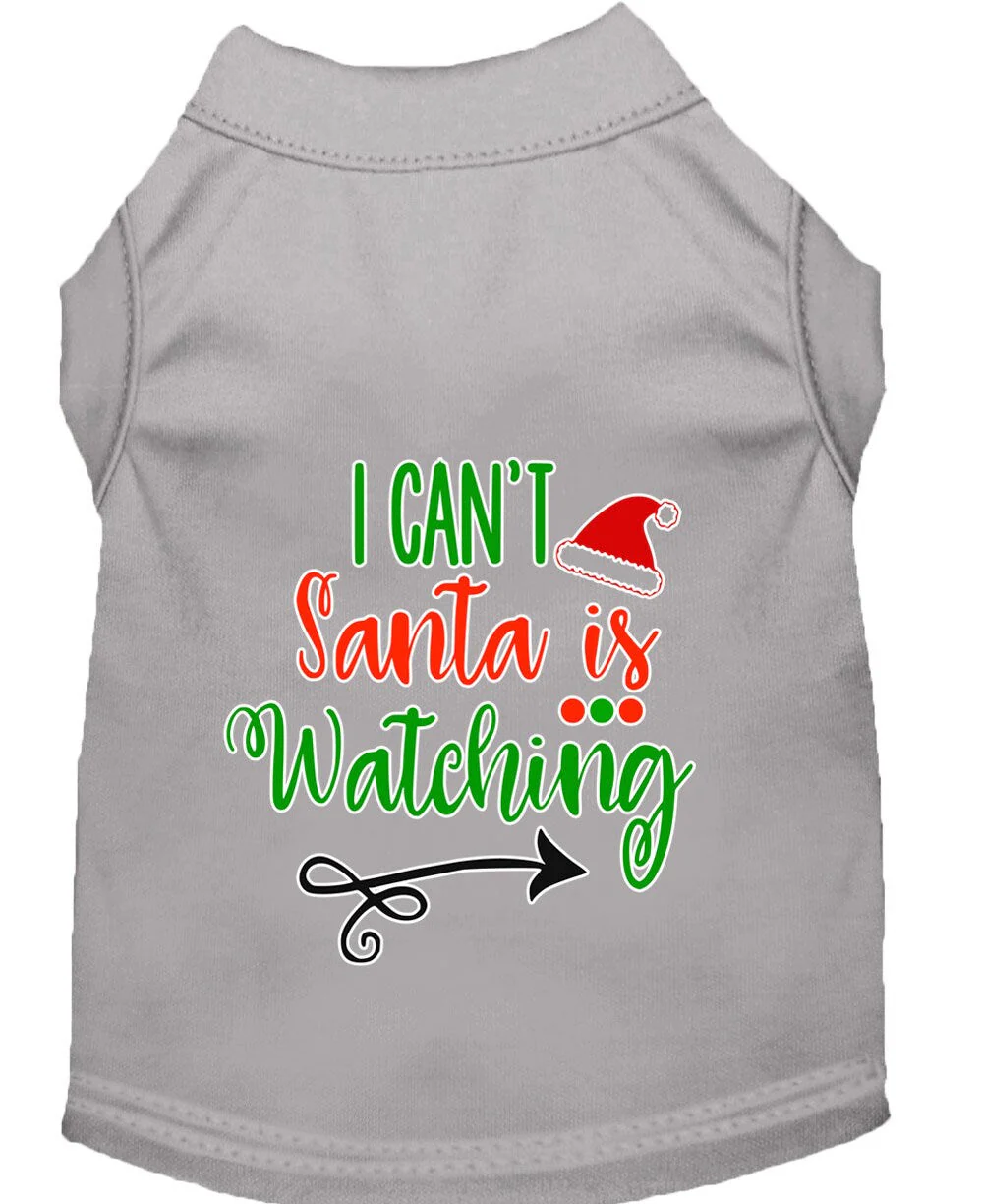 Christmas Pet Dog & Cat Shirt Screen Printed, "I Can't, Santa is Watching" - Image 5
