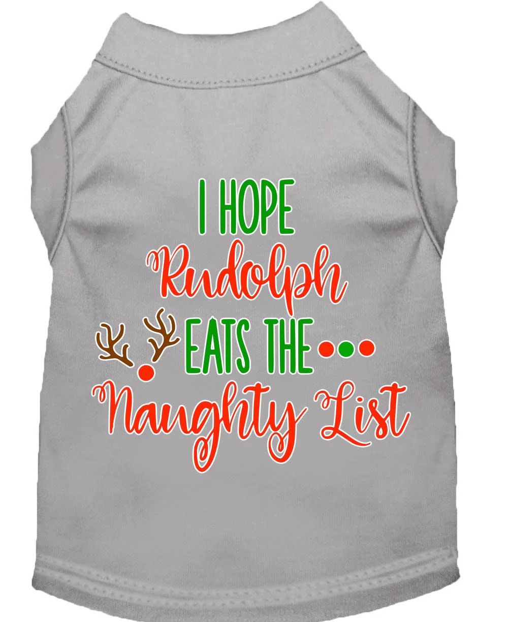 Christmas Pet Dog & Cat Shirt Screen Printed, "I Hope Rudolph Eats The Naughty List" - Image 5