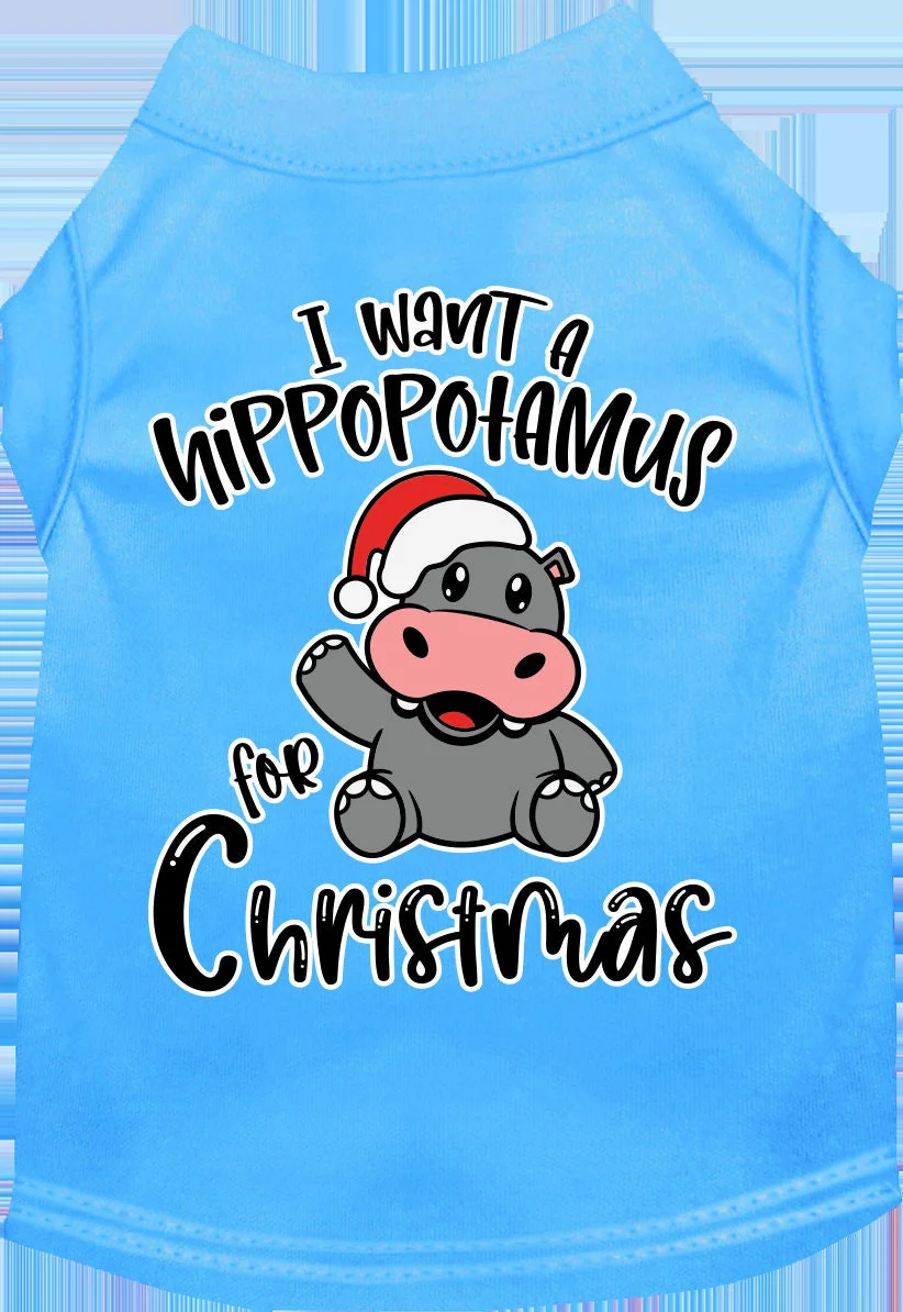 Christmas Pet Dog & Cat Shirt Screen Printed, "I Want A Hippopotamus For Christmas" - Image 10