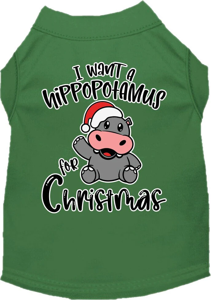 Christmas Pet Dog & Cat Shirt Screen Printed, "I Want A Hippopotamus For Christmas" - Image 5