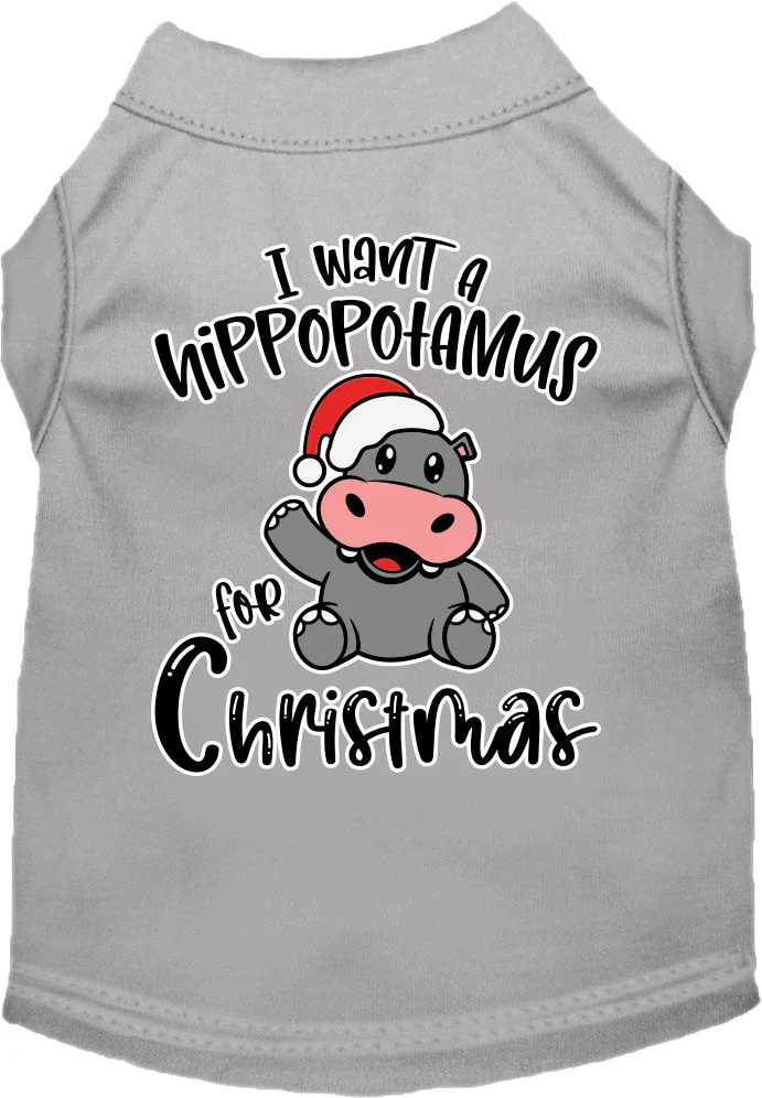 Christmas Pet Dog & Cat Shirt Screen Printed, "I Want A Hippopotamus For Christmas" - Image 6