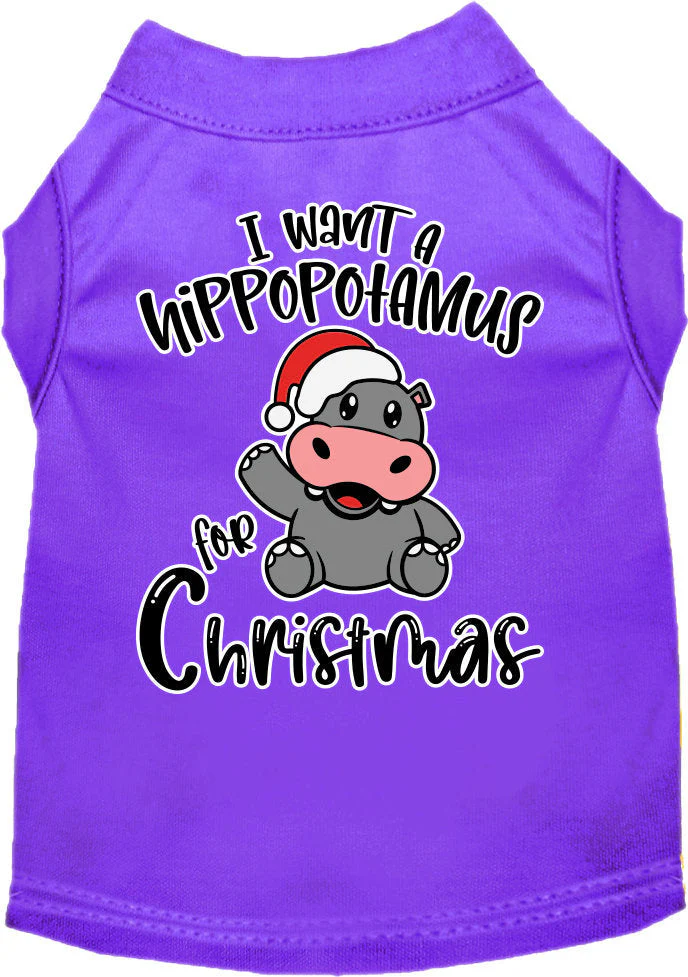 Christmas Pet Dog & Cat Shirt Screen Printed, "I Want A Hippopotamus For Christmas" - Image 7