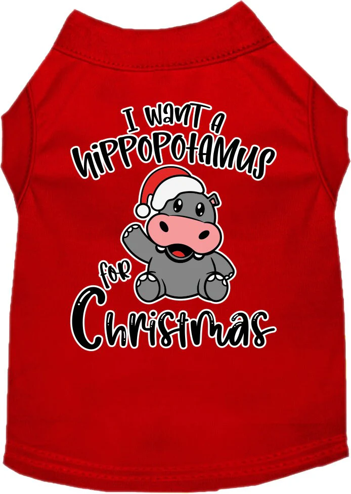 Christmas Pet Dog & Cat Shirt Screen Printed, "I Want A Hippopotamus For Christmas" - Image 8